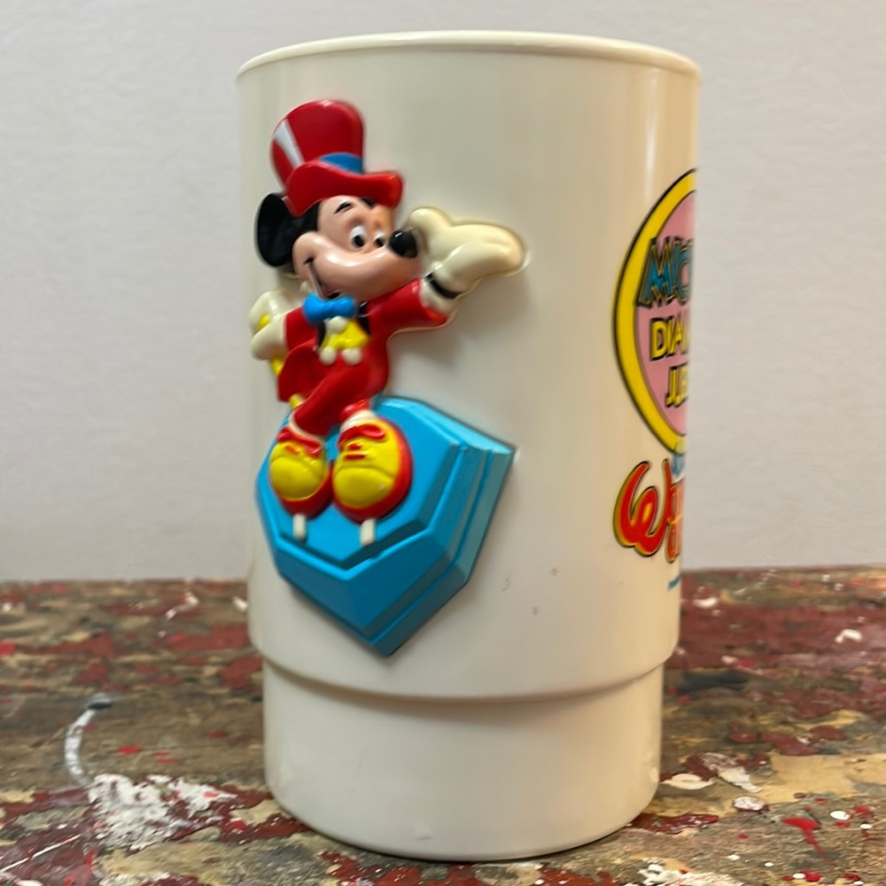 2/$25 Vintage Mickeys Diamond Jubilee Walt Disney’s World on Ice Plastic Mug